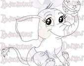 Digital Stamps - Baby Elephant - Digital Scrapbooking Image