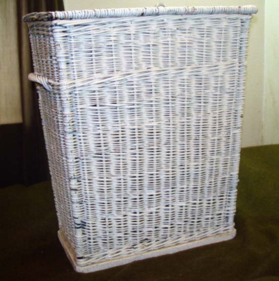 Antique white wicker hamper, large, old, original. New Year Sale