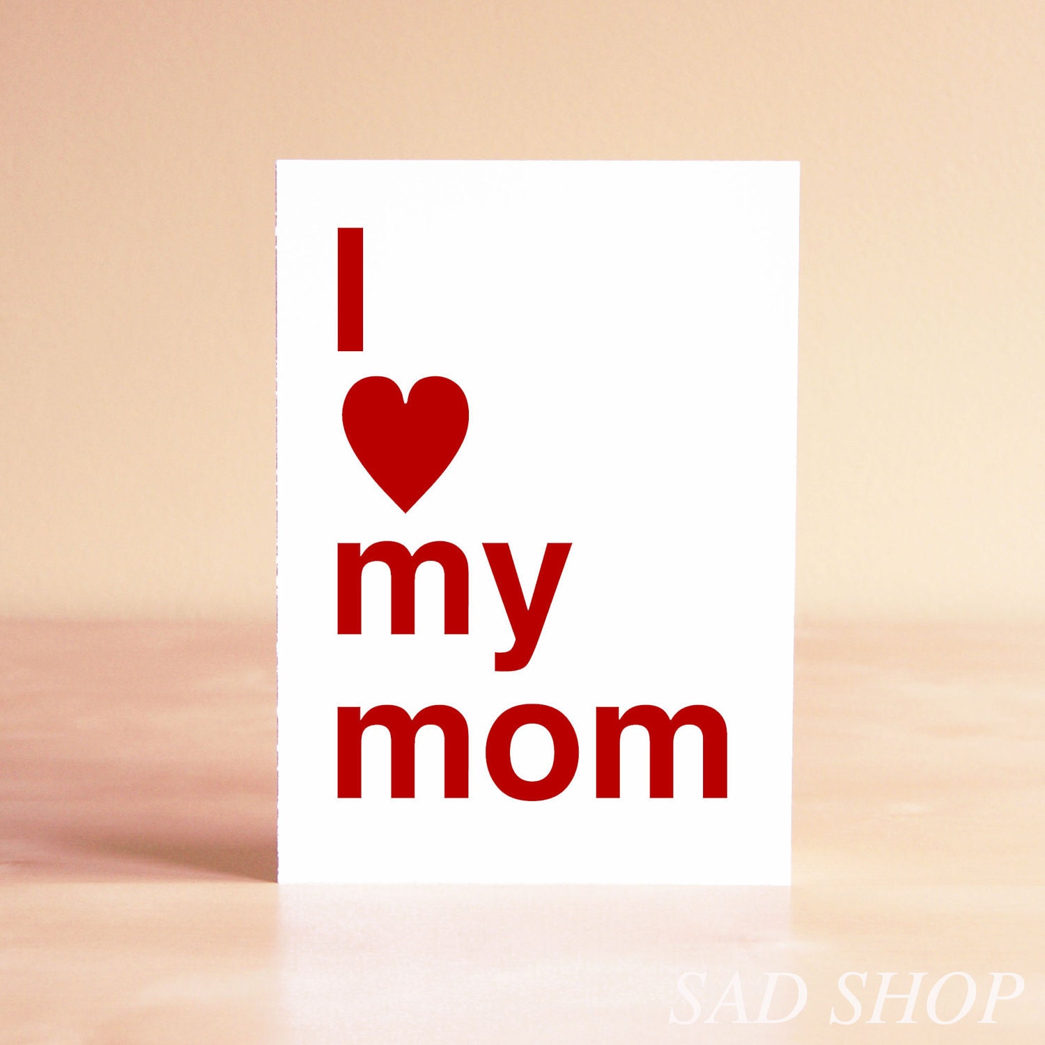 Mother's Day Card - Red Mother's Day Card - Mother's Day Heart - Eco-Friendly Mother's Day Card - I heart my mom