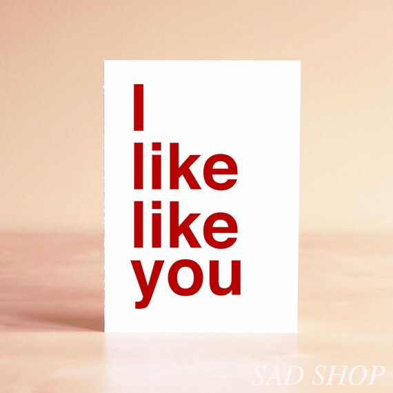 Funny Valentine Card - Valentine's Day Card - Red Valentine Card - Romantic Card - Funny Anniversary Card - I like like you