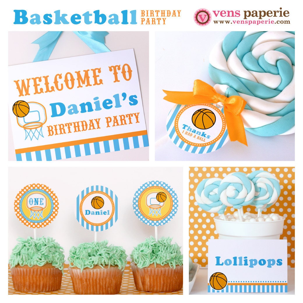 Basketball Birthday Party Package Personalized MINI Collection Set - PRINTABLE DIY - PS833CA1y Il_170x135