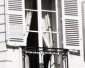 Paris photography, french provincial, parisian decor, big window with shutters on parisian street, romantic neutral colors, 5x7 (13x18)