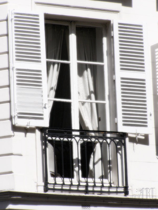 Paris photography, french provincial, parisian decor, big window with shutters on parisian street, romantic neutral colors, 5x7 (13x18)