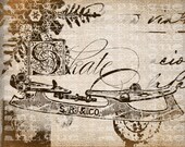 Antique SEPIA Ornate Ice Skates Winter Christmas Snow Digital Download for Papercrafts, Transfer, Pillows, etc Burlap No. 5125
