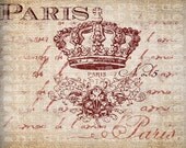 Antique PINK Valentine Paris Crown Love Romance Illustration Digital Download for Papercrafts, Transfer, Pillows, etc Burlap No 5515