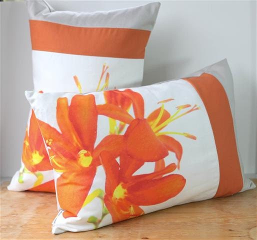 Modern Floral Print Quilted Pillow SET of 2: Crocosmia 16"x24"