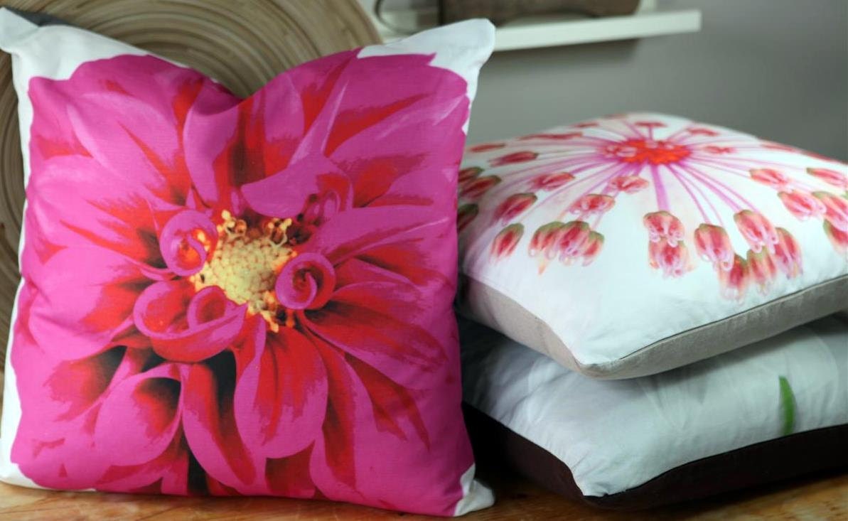 Garden Flowers Pillow Cover: Hot Pink Dahlia