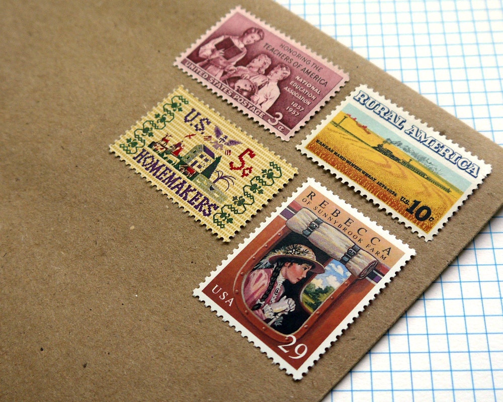 Vintage unused - Rebecca of Sunnybrook Farm postage stamps - enough to post 5 letters or use in crafts and scrapbooks