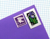Vintage unused - Birds and Blooms (purple) - postage stamps to post 5 letters