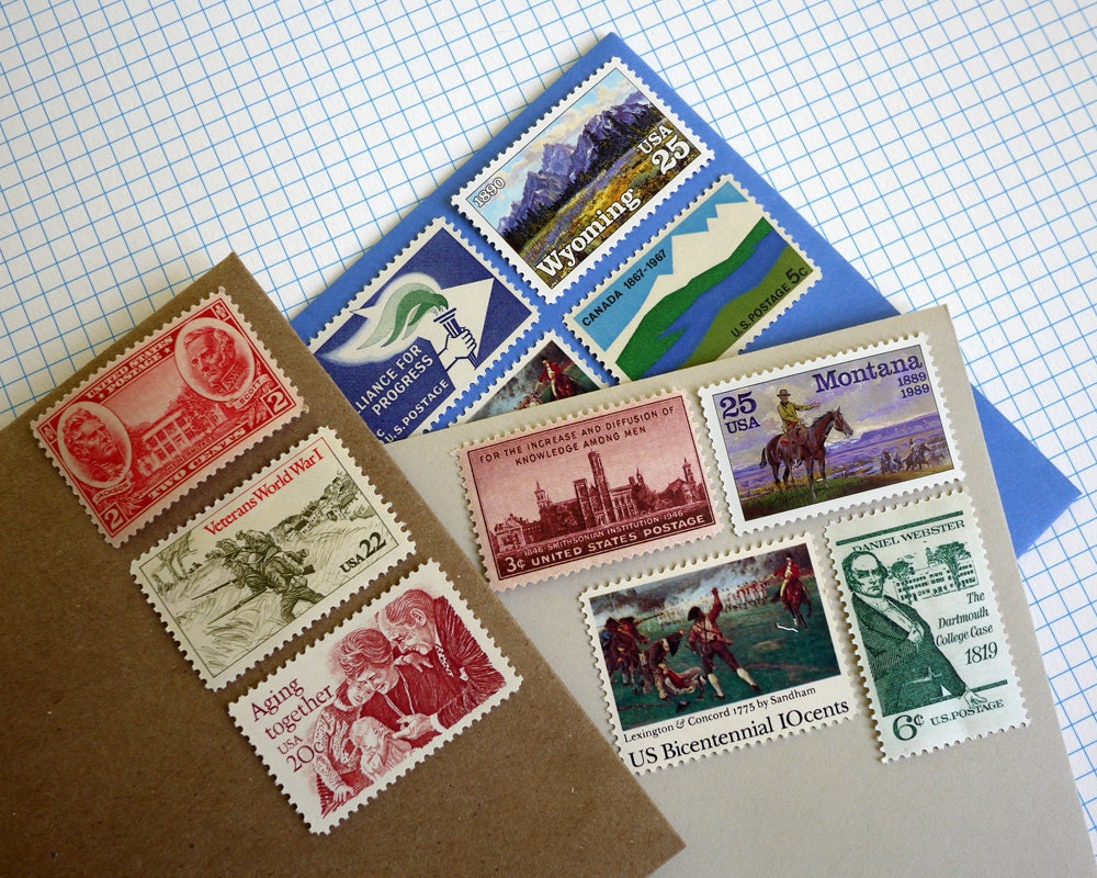 GRAB BAG - Assorted Vintage unused postage stamps - to post 5 letters