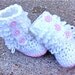 Ugg Baby Boots Inspired - Ugg Style Booties for Baby Girl - Stylish Pink and White "Furry" Crocheted Booties