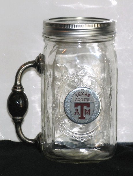Cowgirl Cocktail REDNECK Cowboy Chugger Beer Mug for Good Ole Boys - TEXAS A&M Aggies Ball mason jar w/ Handle
