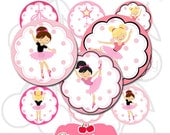 Little Ballet Dancer 1 inch Circles Round Graphics Digital Collage 4x6-15 images