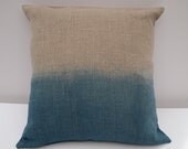 Ombre indigo pillow cover - dip dyed organic linen pillow / cushion cover blue