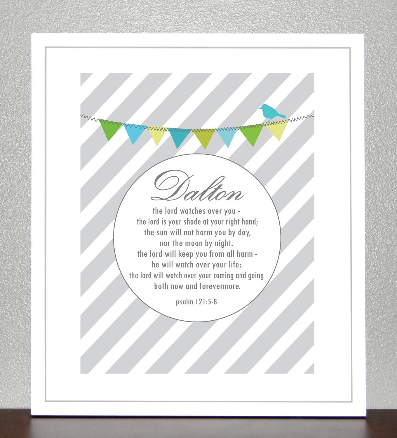 Baptism Gift - Bible Verse - Psalm 121: 5-8 - With custom name