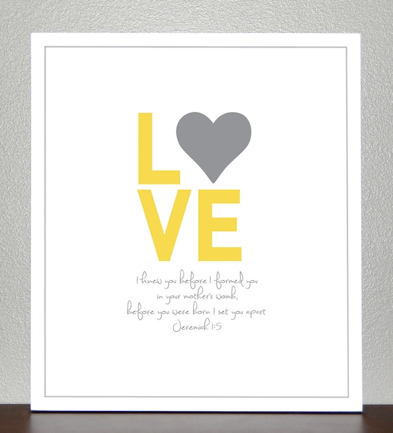 Nursery Decor -8x10 print -  bible verse - Jeremiah 1:5