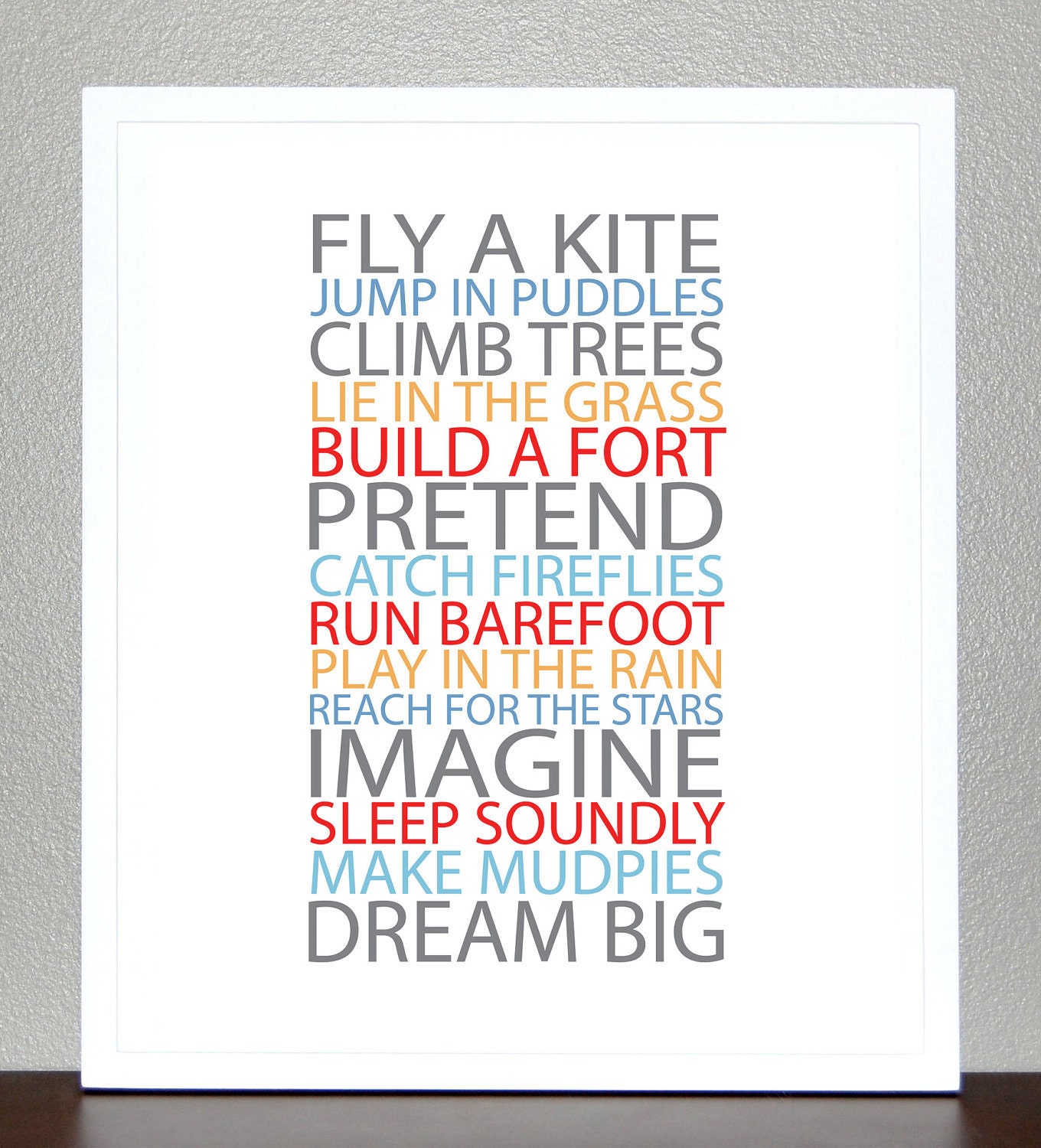 BE A KID - Gray, Blue, Green, Yellow -11x14 - Print