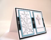 Invitation - Religious Event - Set of 4 - Light Blue and White with Black Accent - 5 1/2" x 4 1/4"