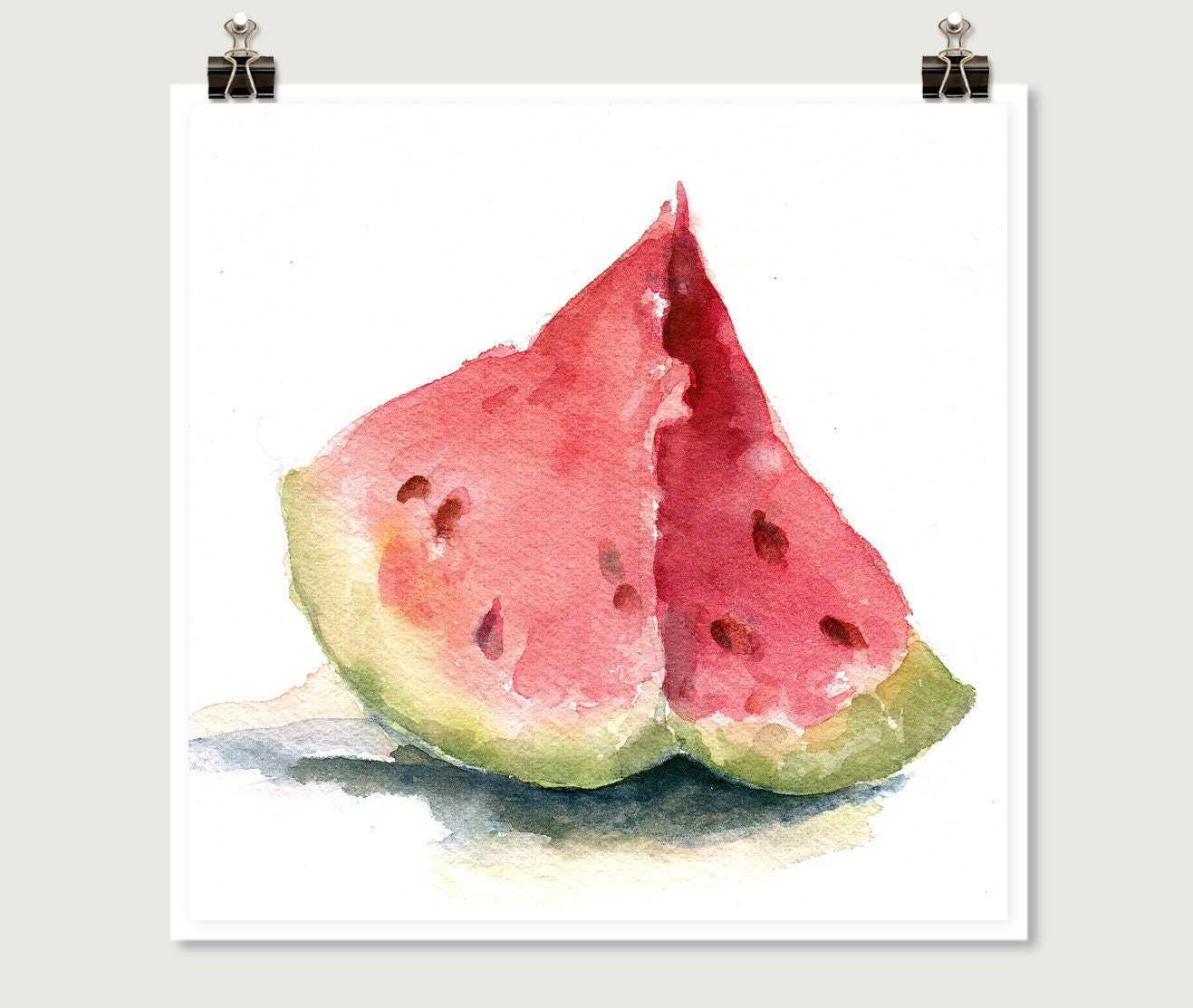Watermelon Watercolor Print, Food Art Print, Fruit Art Print, 8x8, Watercolor Art Print, Home Decor, Wall Decor