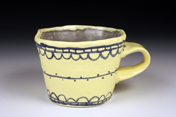 Yellow and Gray Ceramic Cup