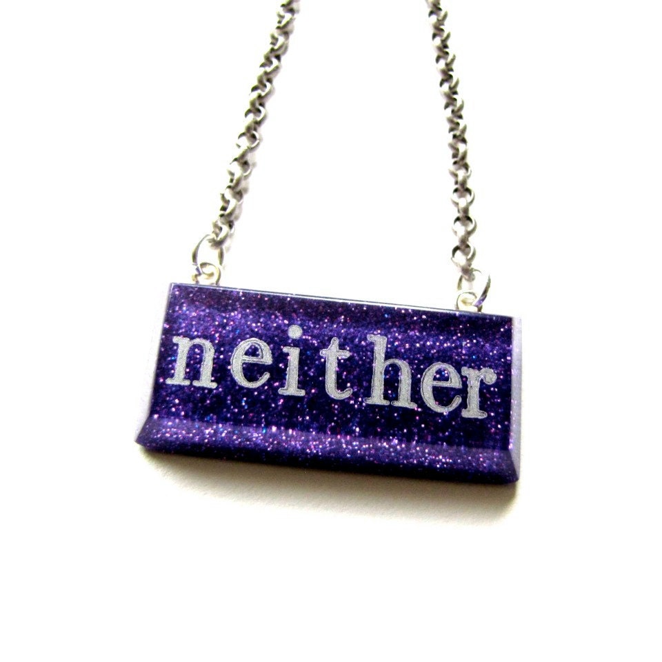 NEITHER on PURPLE Queer Glitter Resin Necklace