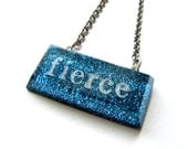 FIERCE on TEAL Queer Glitter Resin Necklace