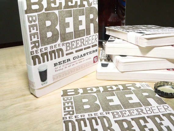 Letterpress Beer Coasters