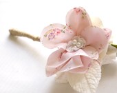Fabric flower girl wand, Pink weddings, Junior bridesmaid bouquet, Shabby chic, Cotton magnolias
