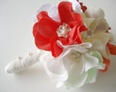 Petite fabric bridal bouquet, Weddings, Cotton bouquet, Magnolias, Custom fabric flowers