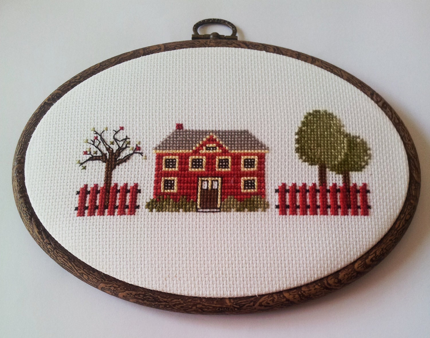 hand embroidery cross stitch in  hoop - kyonca