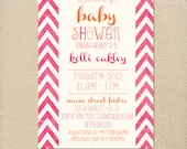 Summer Chevron Baby Shower Invitation Bridal Shower Invitation Printable OR Printed Card