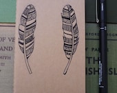 Drawn Feather Moleskine - Hand Drawn, Pocket Size Plain Paper