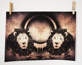 Circus Lion Print - 16.5" x 11.7" Art Print, A3 Illustration by Gx2