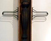 TEN-Sculptural Cross made from old card catalog drawer, furniture leg and wire forms.