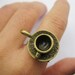 ring---antique bronze 3d coffee cup pendant,alloy adjustable ring