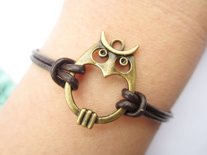 bracelet--antique bronze lovely owl bracelet,alloy chain bracelet