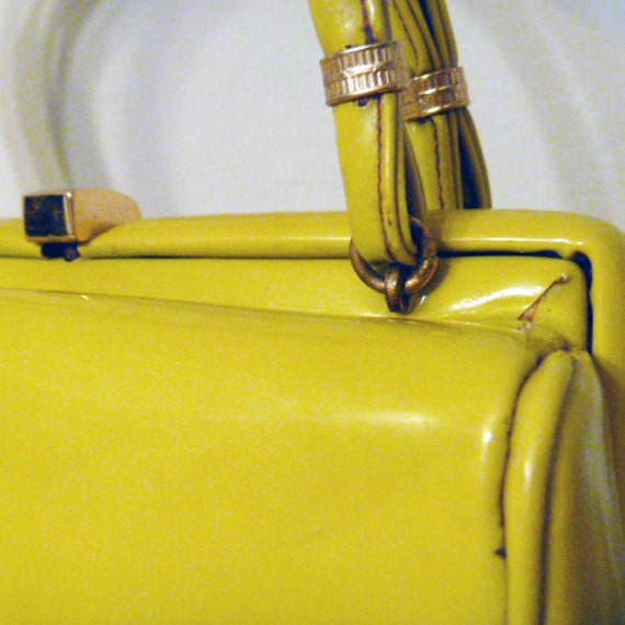 Vintage Patent Leather Box Purse Chartreuse ON SALE