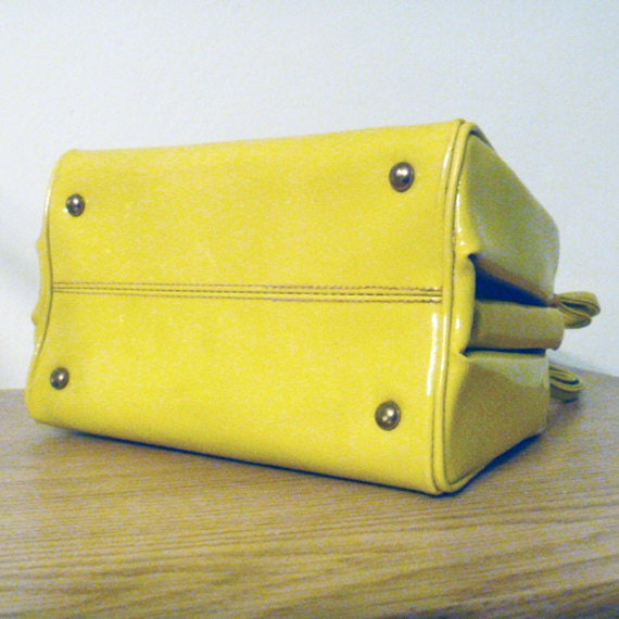 Vintage Patent Leather Box Purse Chartreuse ON SALE