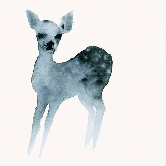 Ghost Fawn Watercolor - Fine Art Deer Print from Original Watercolor Painting