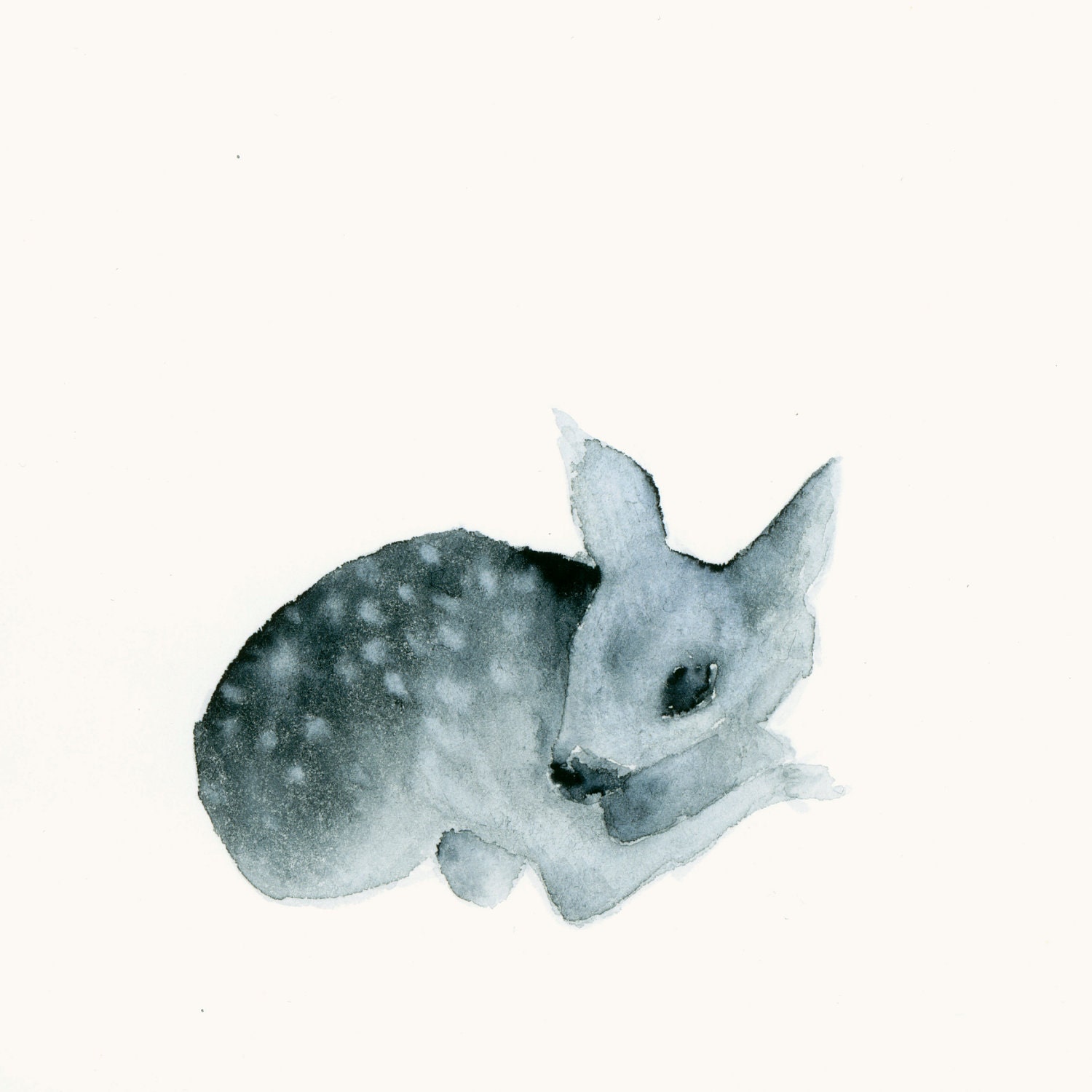 Fawn Art - Tiny Resting Ghost Fawn
