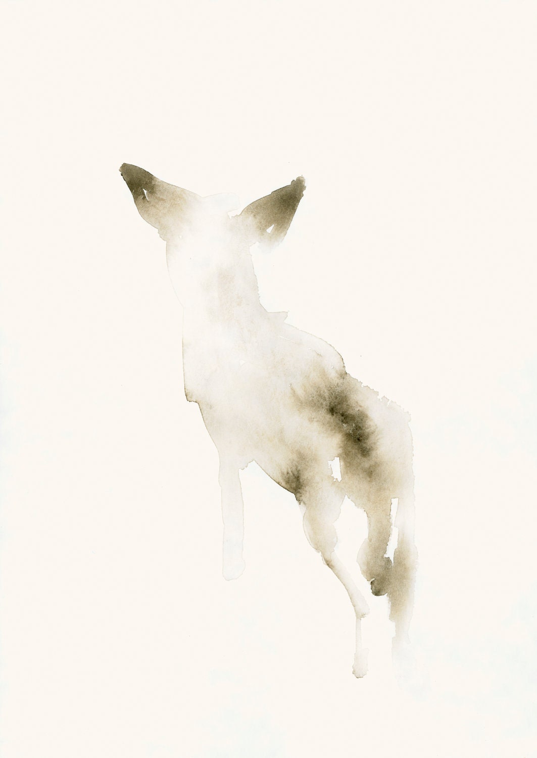 Dog Art Print from Original Watercolor - Snow