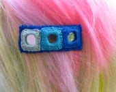 Embroidered Felt Barrette--Blueberry Barrette