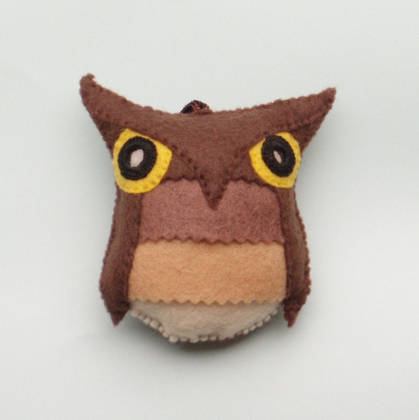 CLEARANCE Felt Owl Ornament--Brown