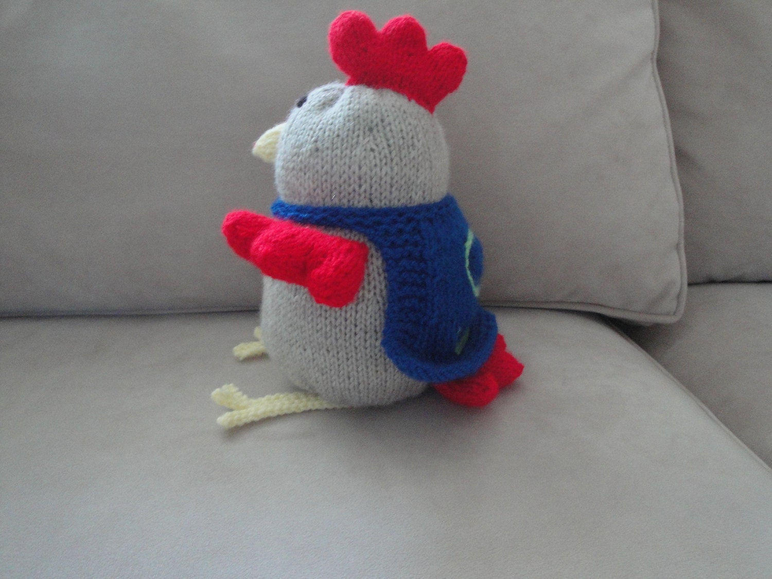 Super Chicken In Cape, Hand Knit Soft Waldorf Toy by Girlpower Superchicken Plush Doll