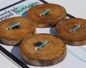 Large Wood Buttons, Four 1.5 in. (3.5cm) Handmade Reclaimed Driftwood Wooden Button for Totes, Pillows and Journals