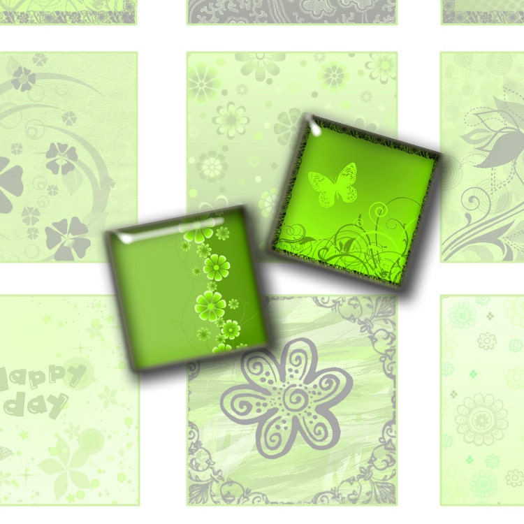 Shades of Green  - 1 Inch Square Images