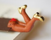 Sexy brown bookmark with personalized tattoo on butt. Chocolate brown skin. Monogrammed desk accessory for her, him, dude, man valentine