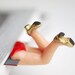 Personalized tattoo on sexy butt. surprise . Legs in the book in Golden shoes. Funny gift. monogrammed LOVE for boss. Valentine