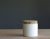 RM small canister wide corked white porcelain with white glaze simple minimal modern pottery ceramic - vitrifiedstudio