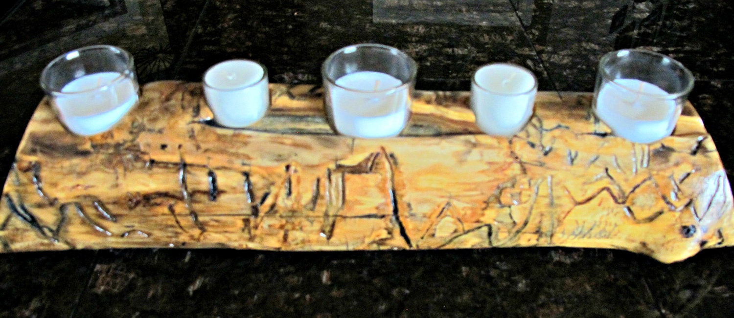 Colorado Aspen Wood Log Candle Holder